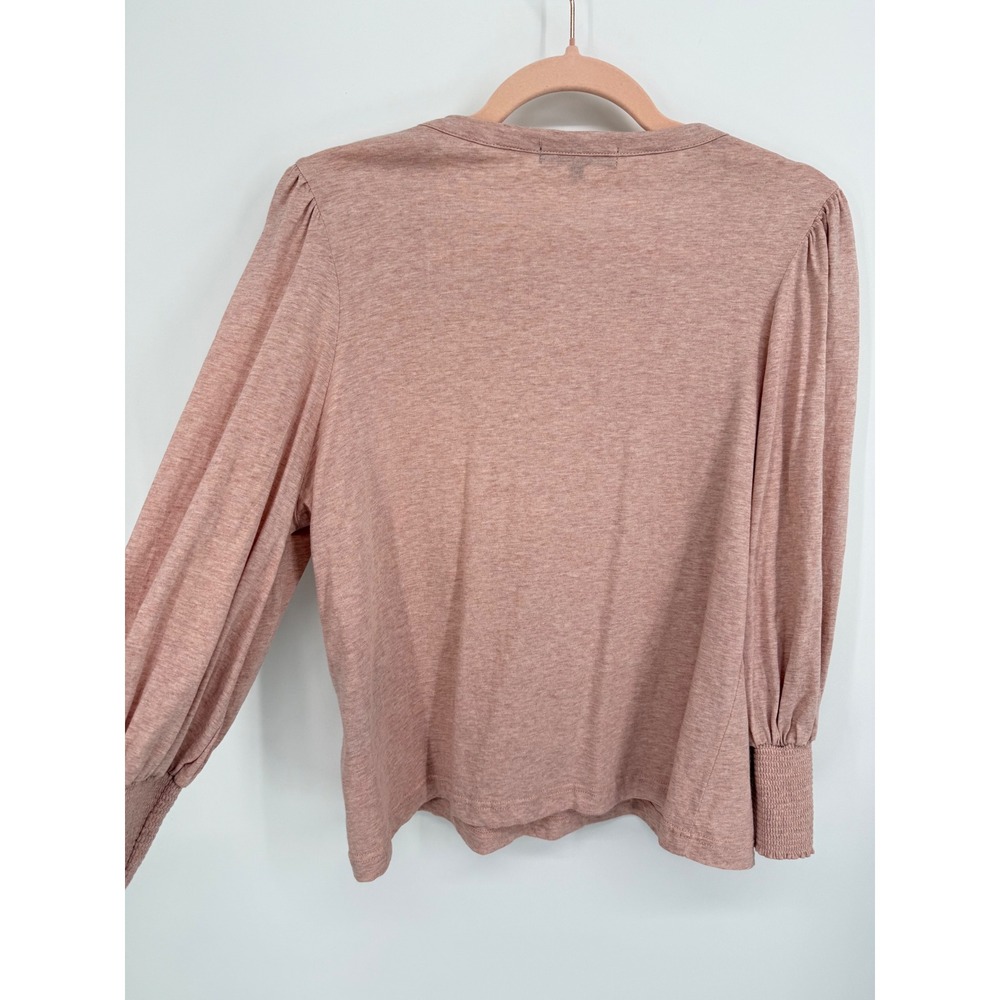 7 For All Mankind Top Womens Medium Rose Pink Puff Sleeve Smocked Cuff 69497 - Picture 7 of 7